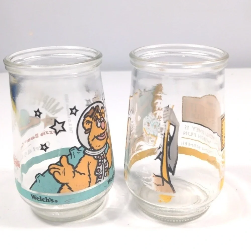 VTG 1998 Welchs Jelly Jar Glasses Lion King II Simba Muppet In Space Fozzie Bear